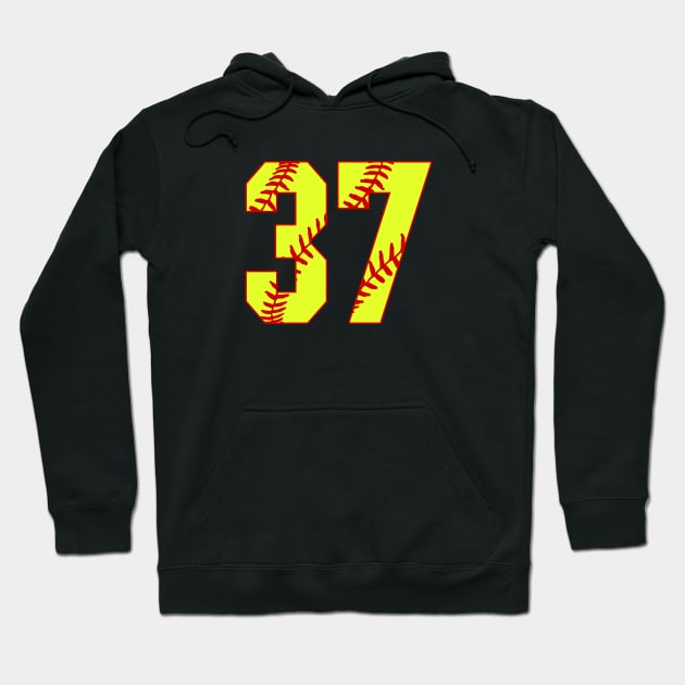 Fastpitch Softball Number 37 #37 Softball Shirt Jersey Uniform Favorite Player Biggest Fan Hoodie by TeeCreations